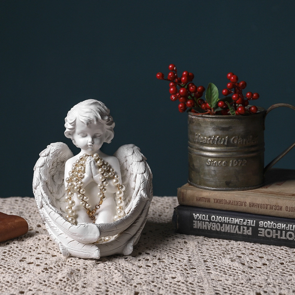 Kneeling Angel Tealight Candlestick Resin Candle Accessory Retro Candle Holder Home Garden Decorative Sympathy Gift