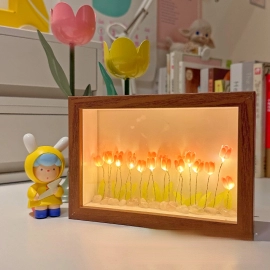 Tulip Immortality Flower Picture Frame Small Night Light DIY Luminous Ornaments Small Handmade High-level Gift Creative Gift